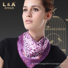 Ms Elegant Purple Silk Small Squares Stewardess Scarf